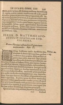 Feriis D. Matthaei Apostoli, In Epistolam ...