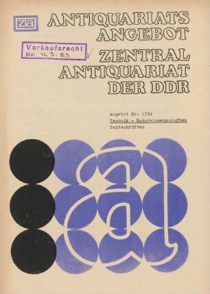 Nr. 1754: Technik-Naturwissenschaften Zeitschriften