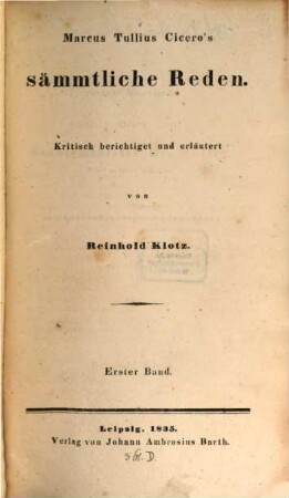 Marcus Tullius Cicero's Sämmtliche Reden, 1