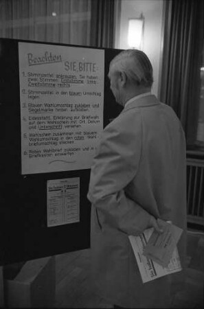Briefwahl bei der Bundestagswahl am 19. November 1972