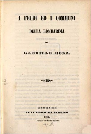 I feudi ed i Communi della Lombardia