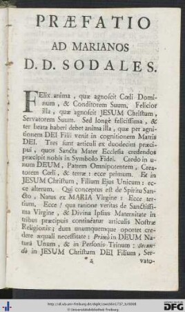 Praefatio Ad Marianos D.D. Sodales.
