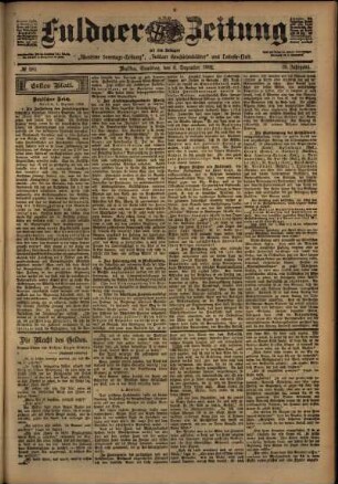 Erste Ausgabe vom Samstag, den 06. Dezember 1902.