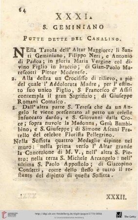 Num. XXXI.: S. Geminiano
