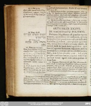 Articulus XXXVII. De Magistratu Politico.