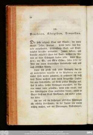 IV. Prophecey. Königthum. Tempelbau.