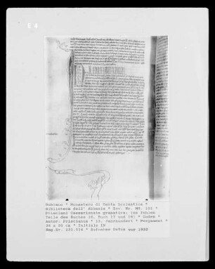 Prisciani Caesariensis gramatica; (es fehlen Teile des Buches 16, Buch 17 und 18) — Initiale IN