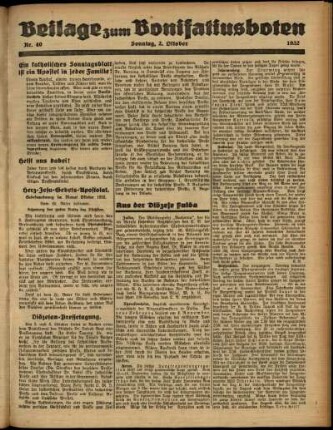 Zweite Ausgabe vom Sonntag, den 02. Oktober 1932.