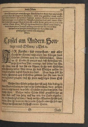 Epistel am Andern Sontage nach Ostern/ 1. Pet. 2.