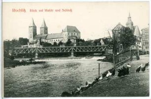 Rochlitz. Blick auf Mulde, Brücke und Schloss