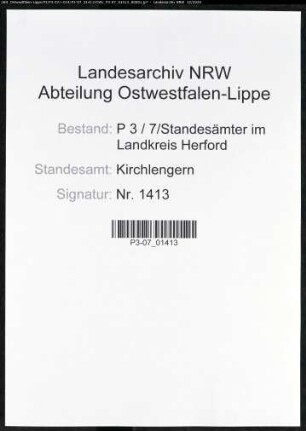 Sterberegister Standesamt Kirchlengern