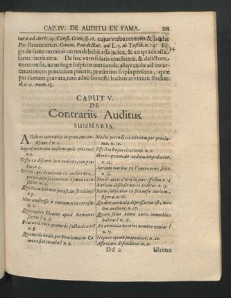 Caput V. De Contrariis Auditus.