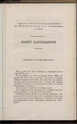 Arreté D'Autorisation