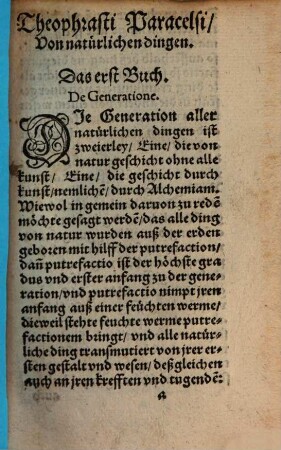 Metamorphosis Theophrasti Paracelsi, Dessen werck seinen meister loben wirt : Was nun darin tractirt wirt, wirt volgends blat nach der prefation anzeigen