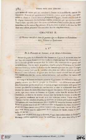 Chapitre II: L'homme considéré dans le premioer âge [...]