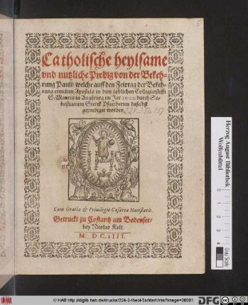 Catholische heylsame und nutzliche Predig von der Bekehrung Pauli