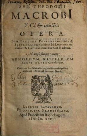 Aur. Theodosii Macrobi ... opera