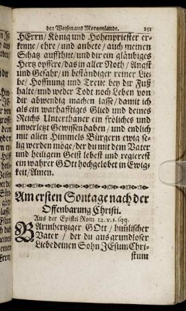 Am ersten Sontage nach der Offenbarung Christi.