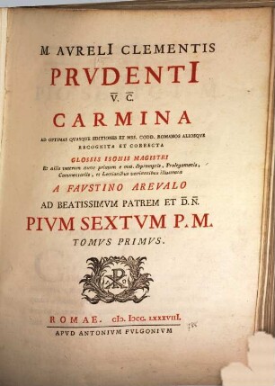 Carmina. 1. (1788). - XVI, 576 S.