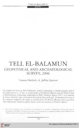 18: Tell el-Balamun : geophysical and archaeological survey, 2006