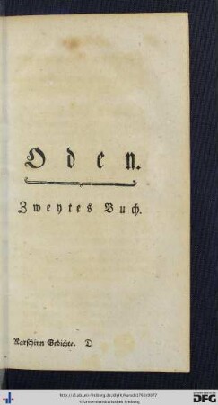 Oden. Zweytes Buch.