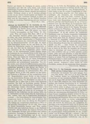 279-280 [Rezension] Jahrbuch der Gesellschaft für die Geschichte des Protestantismus im Ehemaligen und im Neuen Österreich ; 55.1934
