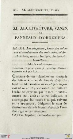 XI. Architecture, vases, et panneaux d’ornemens