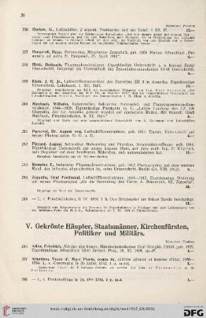V. Gekrönte Häupter, Staatsmänner, Kirchenfürsten, Politiker und Militärs (Nr. 286-337)