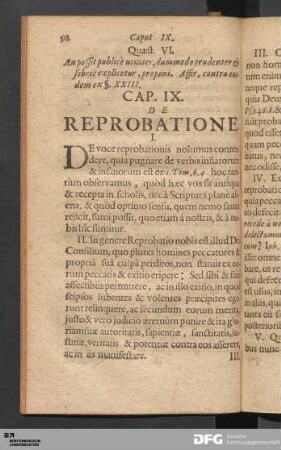 Cap. IX. De Reprobatione.