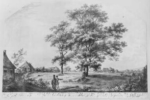Theodor Körners Grab in Wöbbelin (Mecklenburg) : Welker, Ernst: Theodor Körners Grab in Wöbbelin (Mecklenburg). Zeichnung, aquarelliert. Dresden: Körner-Museum