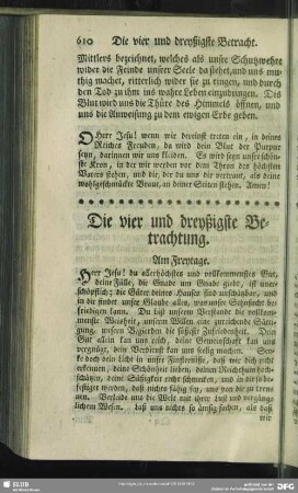 Die vier und dreyßigste Betrachtung. Am Freytage