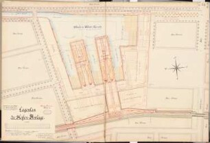 Hafen- und Kanalanlage, Berlin-Gesundbrunnen (Nordkanal) Schinkelwettbewerb 1886: Hafenanlage. Lageplan 1:1000
