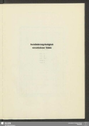 Formänderungsfestigkeit verschiedener Stähle