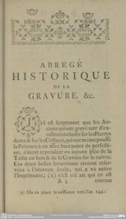 Abregé Historique De La Gravure. & etc.