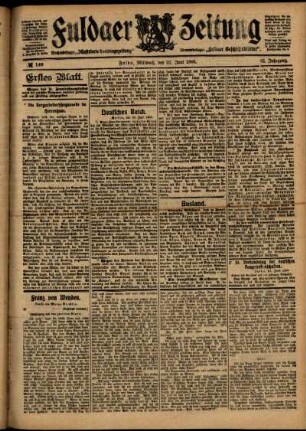 Erste Ausgabe vom Mittwoch, den 21. Juni 1905.