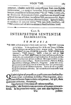 CAP. II. INTERPRETUM SENTENTIÆ EXAMINATUR.