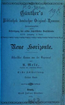 Neue Horizonte : historischer Roman aus der Gegenwart, 1,3