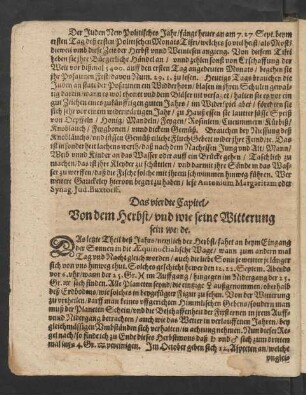 Das vierdte Capitel/ Von dem Herbst/ und wie seine Witterung sein werde