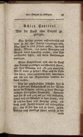 Achtes Capittel. Von der Kunst ohne Conzept zu predigen. - Zehntes Capittel. Erinnerungen.