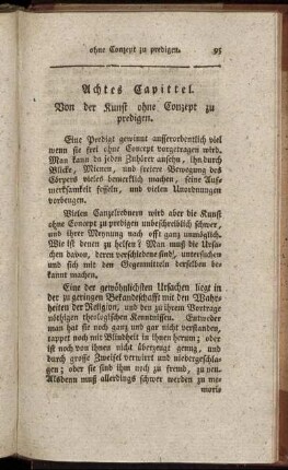 Achtes Capittel. Von der Kunst ohne Conzept zu predigen. - Zehntes Capittel. Erinnerungen.