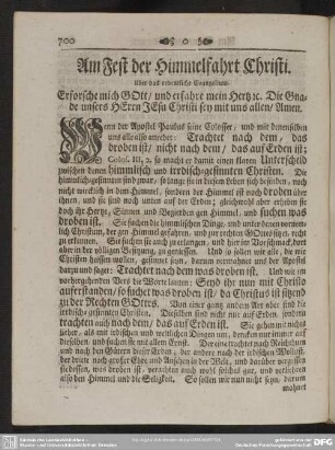 Am Fest der Himmelfahrt Christi