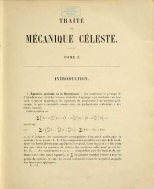 Traité de mécanique céleste. 1, Perturbations des planètes d'après la méthode de la variation des constantes arbitraires