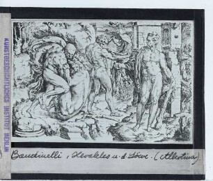 unbekannt (nach Bandinelli), Herakles und der nemeische Löwe (Druck) (Wien Albertina)