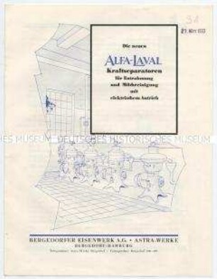 Die neuen ALFA-LAVAL Kraftseparatoren für Entrahmung und Milchreinigung mit elektrischem Antrieb