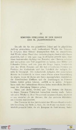 IV. Simones Stellung in der Kunst des 14. Jahrhunderts