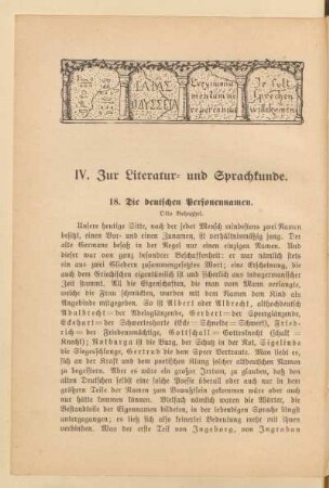 IV. Zur Literatur- und Sprachkunde