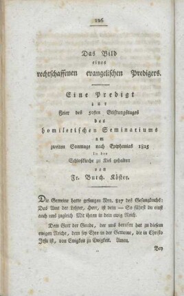 Das Bild eines rechtschaffenen evangelischen Predigers.