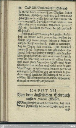 Caput XII. Von dem äusserlichen Gebrauch unserer Mineral-Wasser