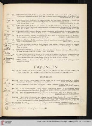 Fayencen (Nr. 494-710)