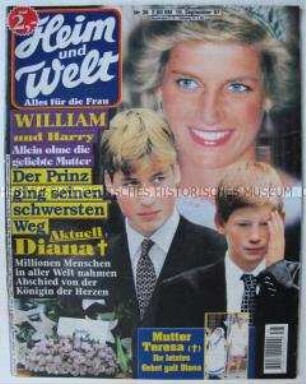 Boulevardzeitschrift "Heim und Welt" mit Titelstory über den Tod von Prinzessin Diana